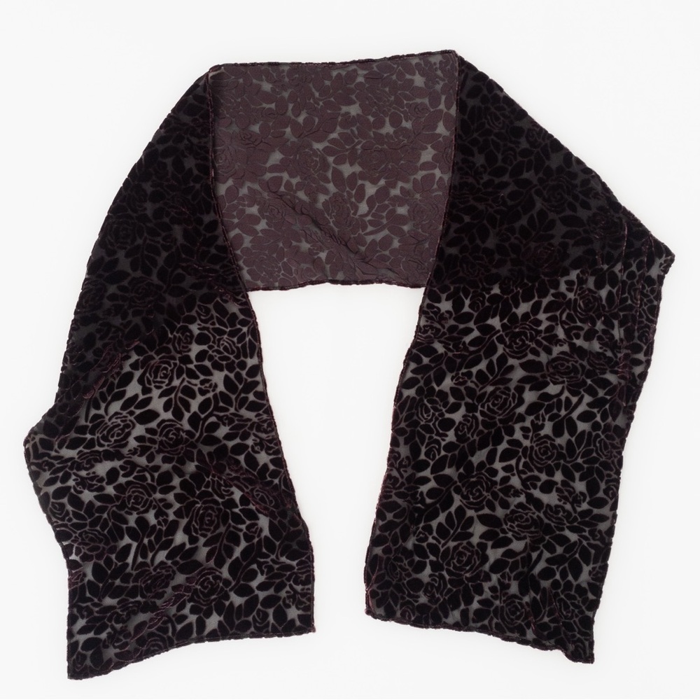 Floral burnout velvet scarf